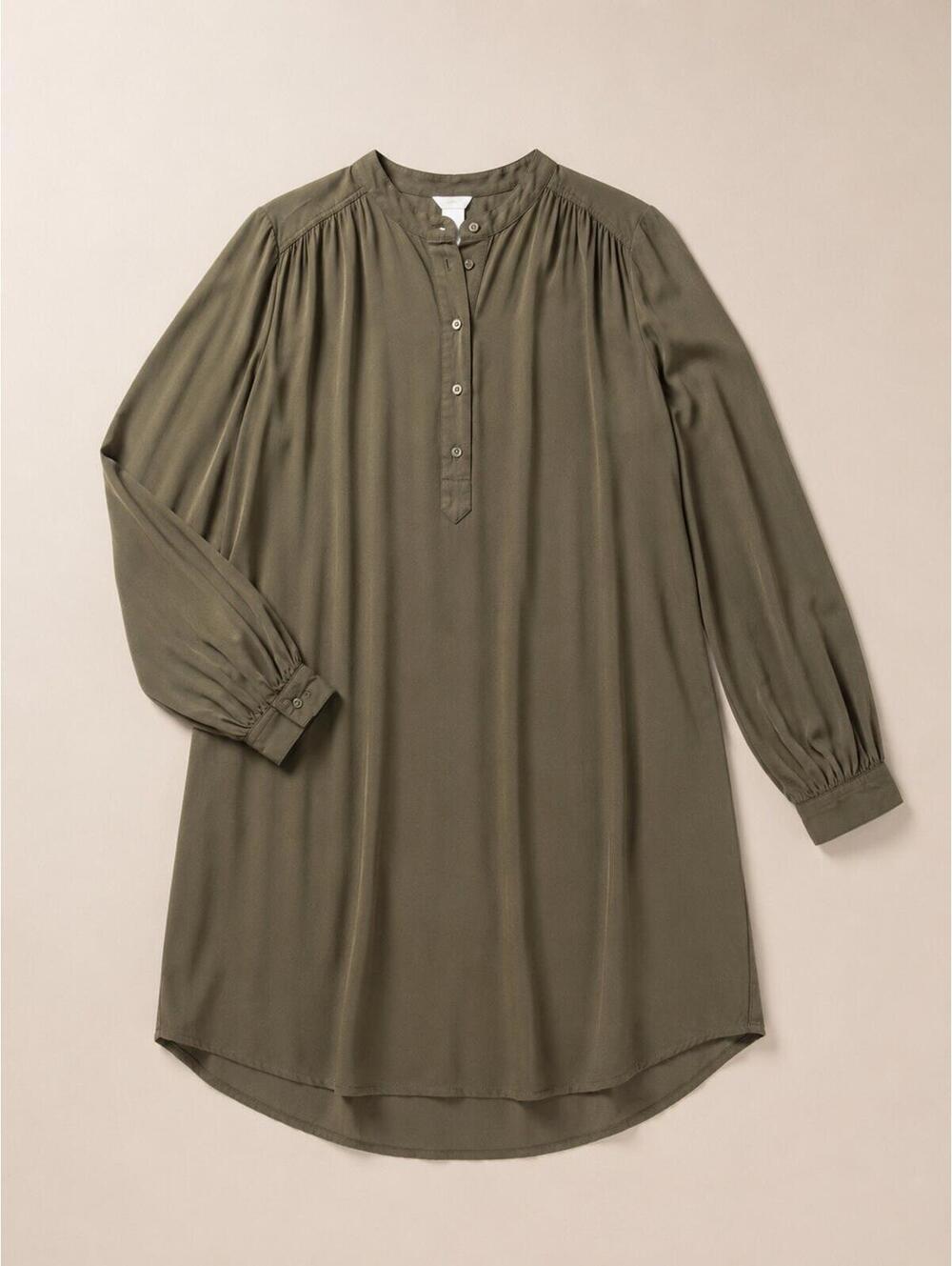 H&M Olive Green Midi Long Sleeve Dress Size S